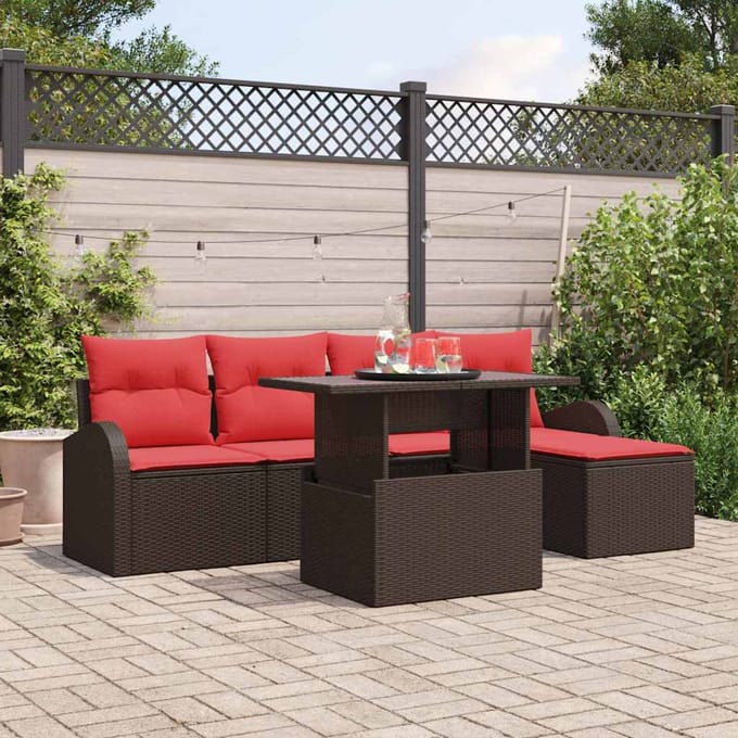 vidaXL - Tuinbank - Set - 6 - st - Bruin - Poly - rattan