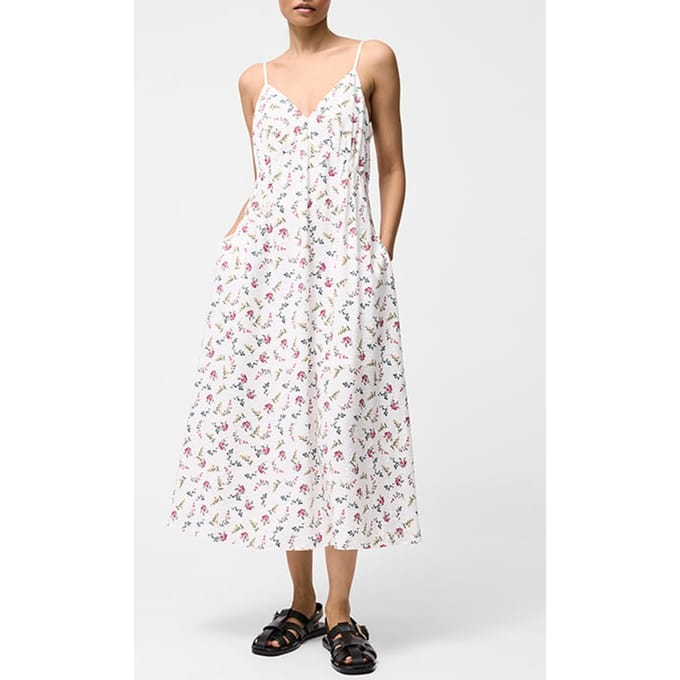 French Connection Florianna Strappy Dress Sz18 Summer Wht Mult Maat: 6 | Midi Jurken Outlet | Dames | Wit