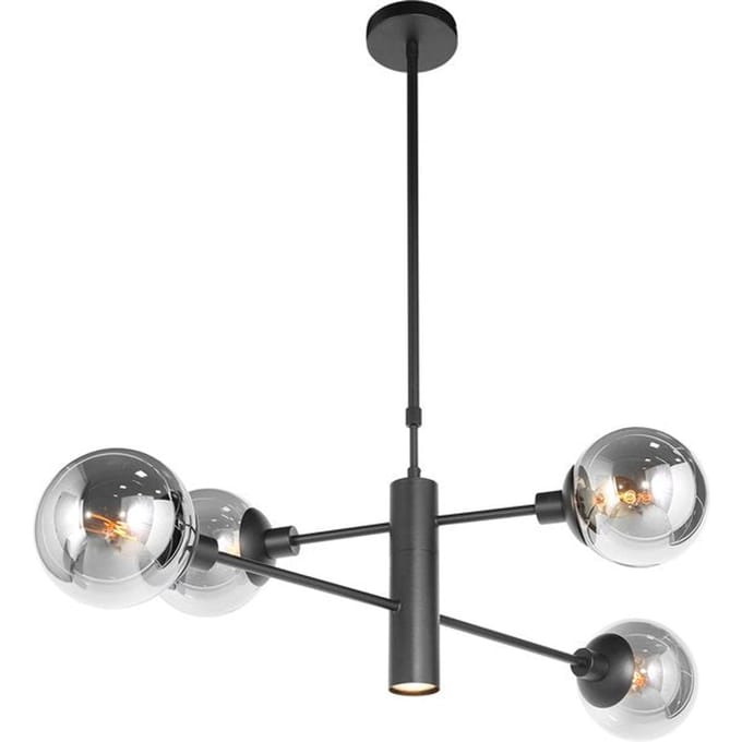 Hanglamp Constellation 3804ZW Zwart met onderlicht - Medium, Draaibaar en Uitschuifbaar, Kunststof/Metaal, Steinhauer