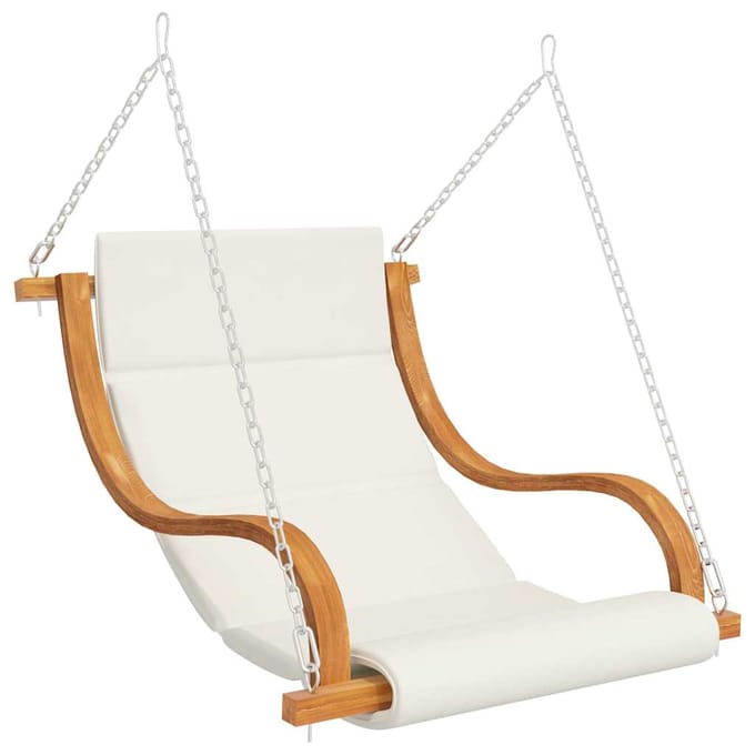 vidaXL - Schommelstoel - zonder - schommelframe - met - kussen - gebogen - hout