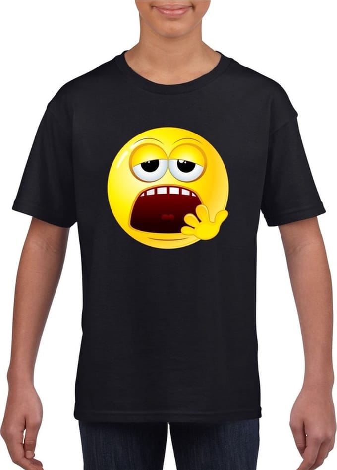 emoticon/ emoticon t-shirt moe zwart kinderen 146/152