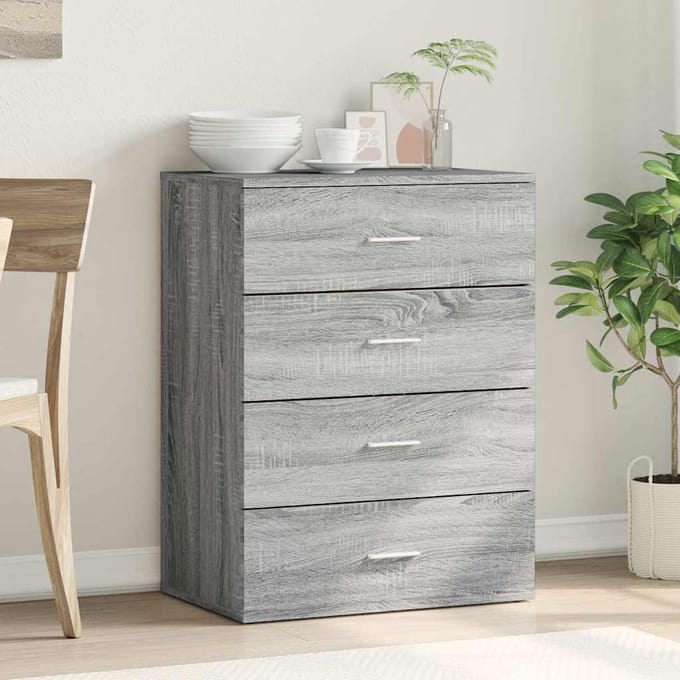 vidaXL - Dressoir - 60x39x80 - cm - bewerkt - hout - grijs - sonoma