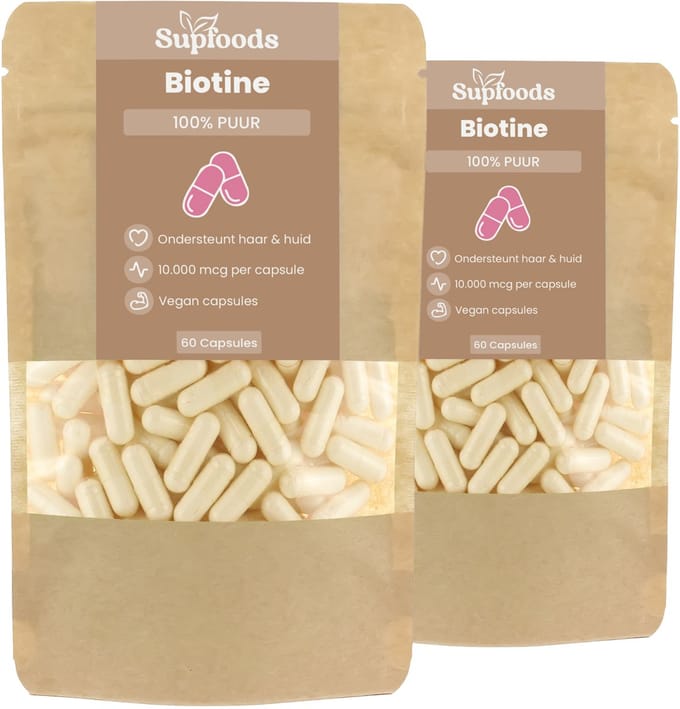 Biotine Capsules 10.000 mcg - 120 Capsules - Hooggedoseerd Vitamine B8 Supplement
