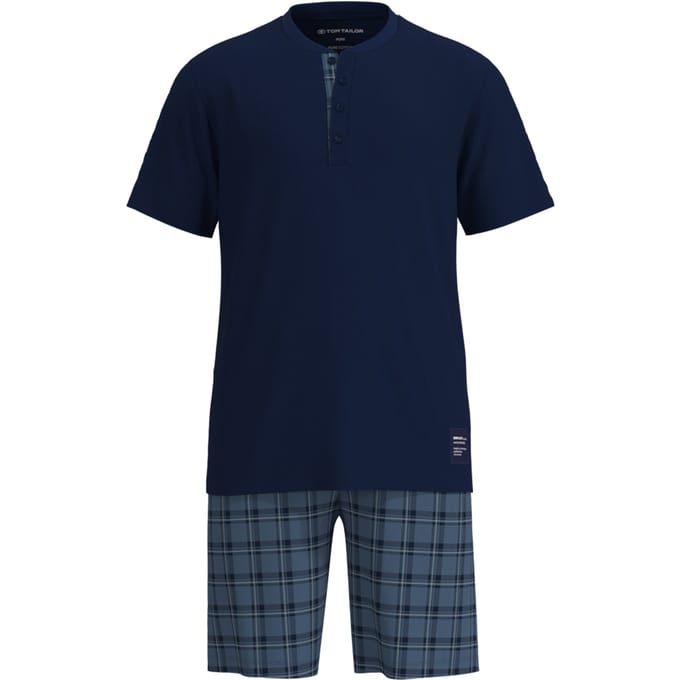 TOM TAILOR - pyjamaset kort check blauw