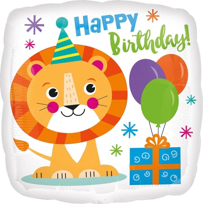 Folieballon Happy Birthday Leeuw