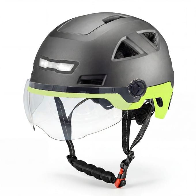 Vito E-Light helm met vizier mat zwart geel voor E-bike / Speed Pedelec / Snorfiets