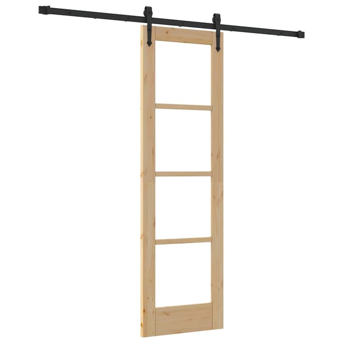 vidaXL - Schuifdeur - 61 - x - 198,5 - cm - Massief - grenenhout - en - glas