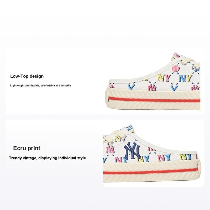 MLB Playball Mule Imprimé Tendance Monogramme Polyvalent Basse Top Baskets Enfant Baskets Enfant Blanc Cassé 7AMUUM12N-50WHS 36 white