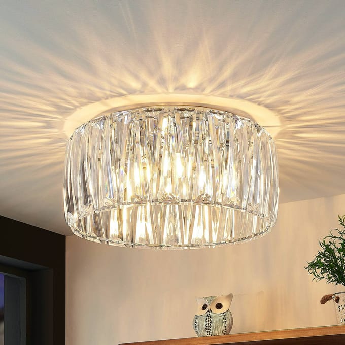 Lindby - plafondlamp - 4lichts - Acryl, ijzer - H: 22.5 cm - E14 - transparant, chroom