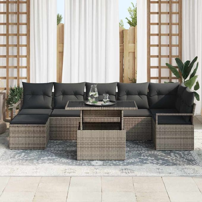 vidaXL Tuin Sofa Set 8 st Grijs poly rattan