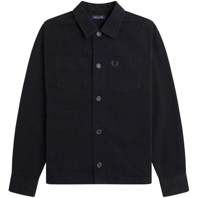 Fred Perry Effen Twill Overhemd Heren (Zwart)