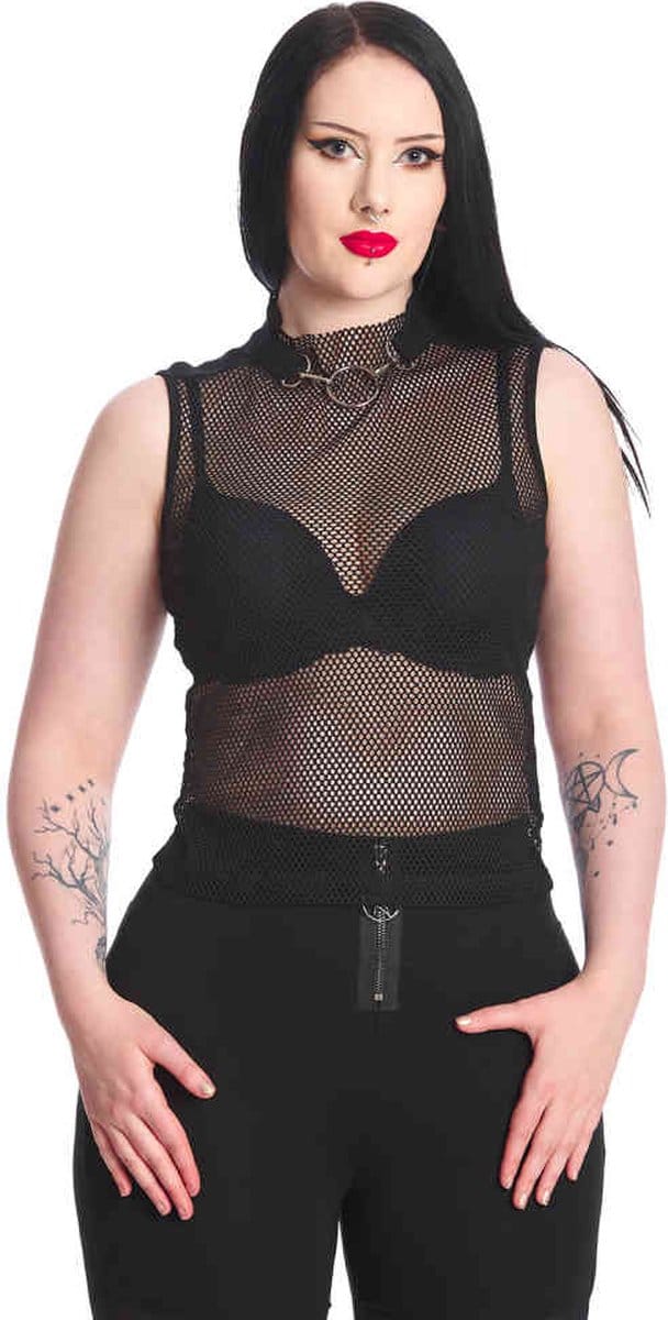 Banned - Go-Getter Net Mouwloze top - XL - Zwart