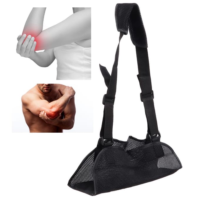 Multifunctionele Mesh Ademende Arm Sling Unisex Verstelbare Fractuur Onderarm Sling Ondersteuning black