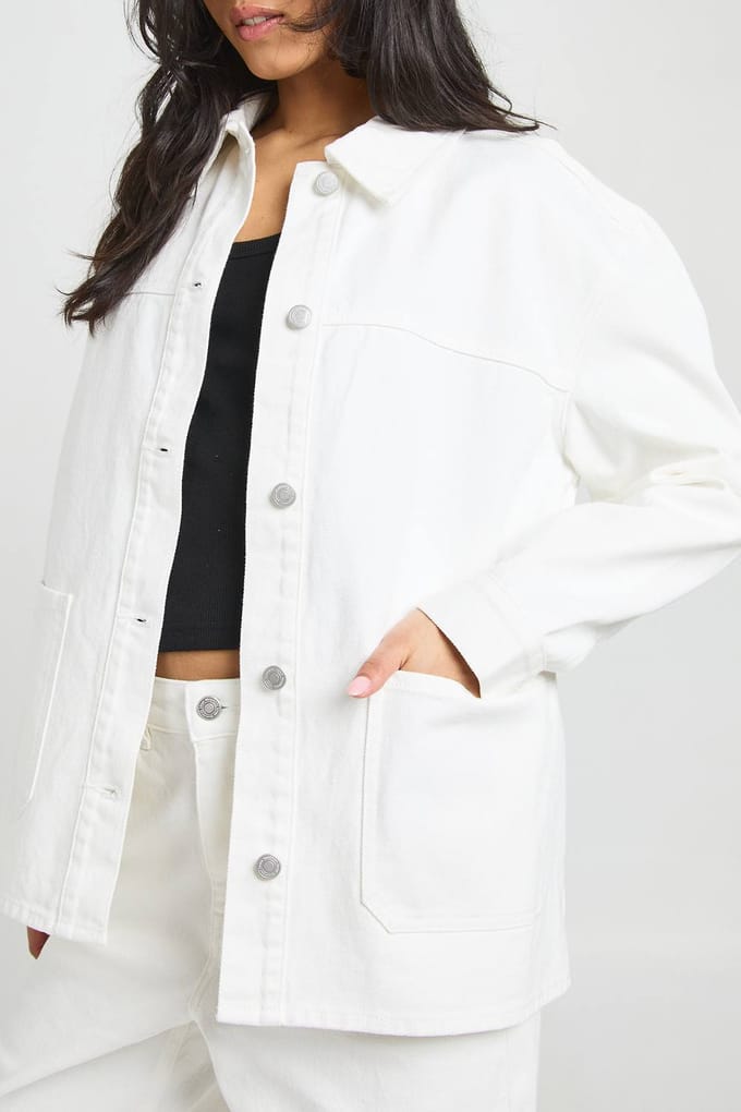 boohoo Dames Denim Shacket | Ecru | Maat: 38