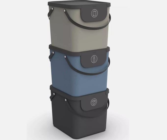 Rotho Albula afvalscheiders - set van 3 - 40L - zwart/blauw/ cappuccino