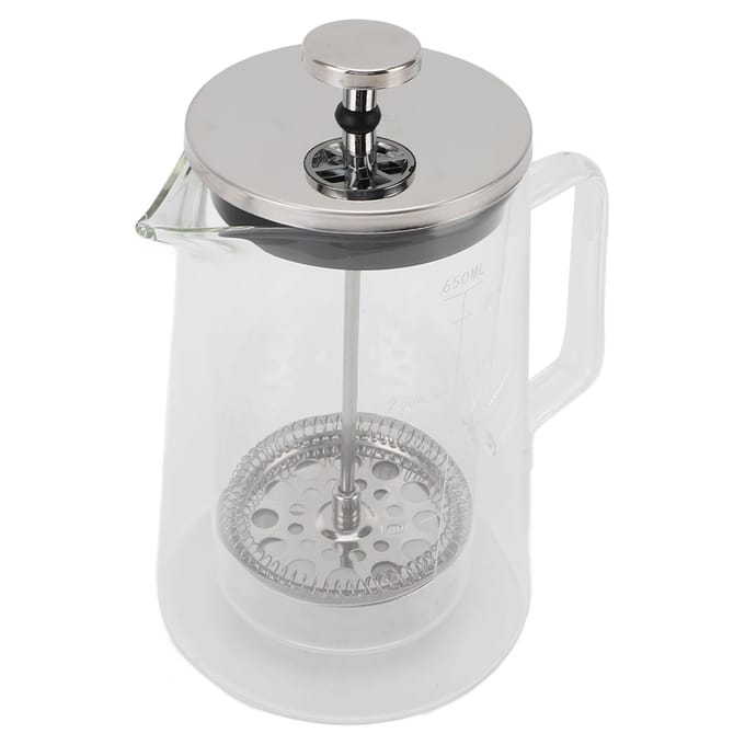 French Press Koffiezetapparaat 650ML Hoog Borosilicaatglas Dubbelwandige French Press Koffiepot voor L white