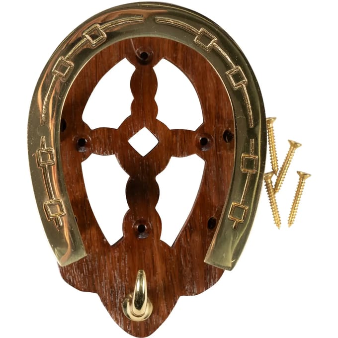 Porte bridon ijzer met houten en messing onderdelen HKM