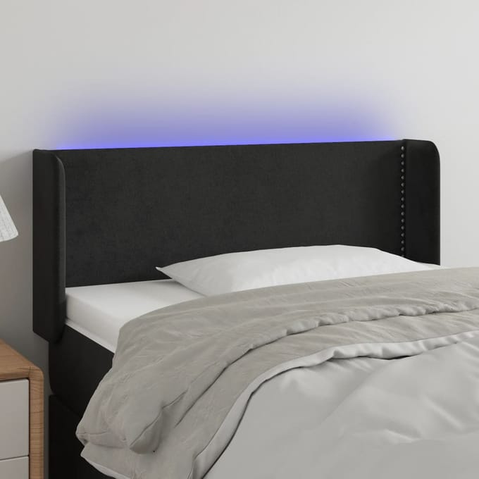 vidaXL - Hoofdbord - LED - 103x16x78/88 - cm - fluweel - zwart