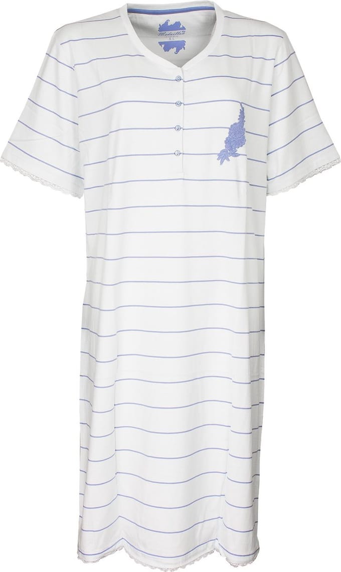 Medaillon Dames Nachthemd - Polo Sluiting - Licht Blauw - Maat M