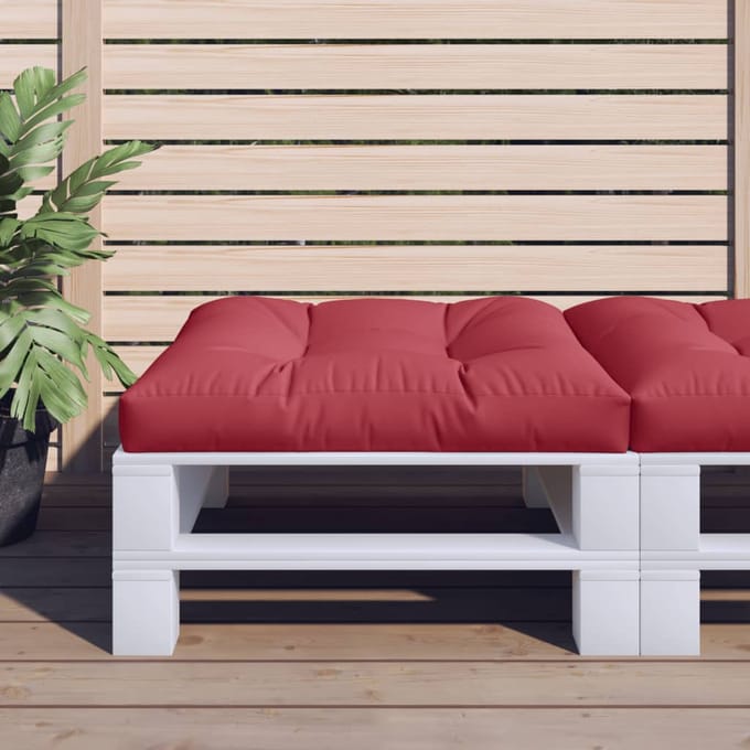 vidaXL - Palletkussen - 80x80x12 - cm - stof - wijnrood