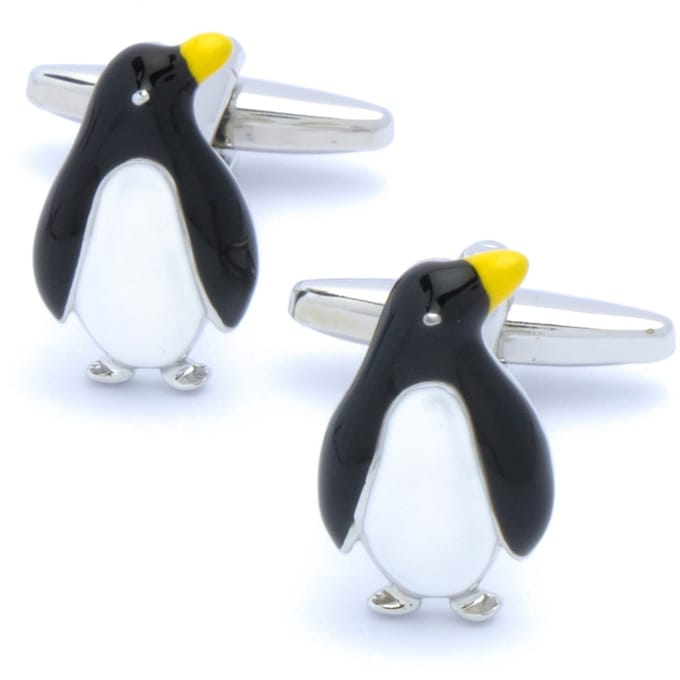 Manchetknopen - Penguin Zwart Wit Geel