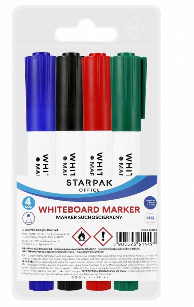 Lobbes whiteboard stiften set - 4 kleuren markers voor whiteboard.