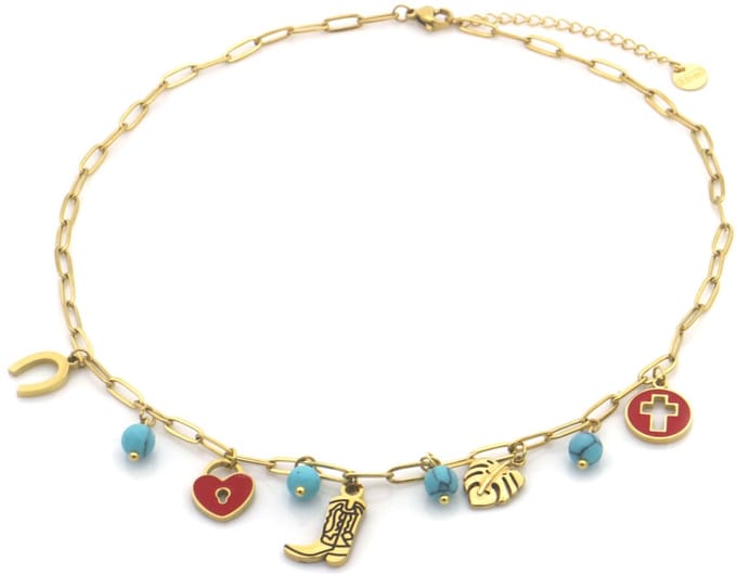 RVS Ketting – Cowboy thema Bedels – 40-45cm – Stijlvol & Duurzaam