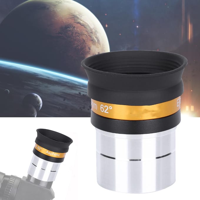 Asferisch Oppervlak Oculair Hoge Definitie Groothoek 62 Graden Lens 10mm Volledige Coating voor 1.25in black