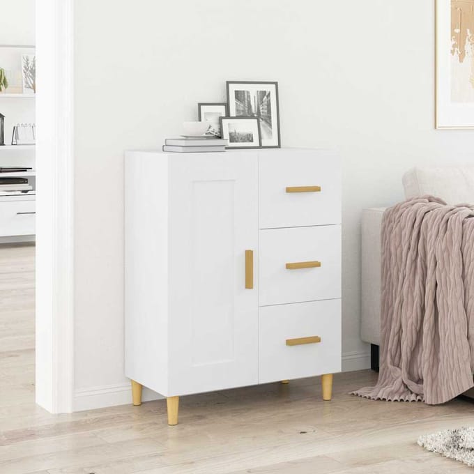 vidaXL - Dressoir - 69,5x34x90 - cm - bewerkt - hout - wit