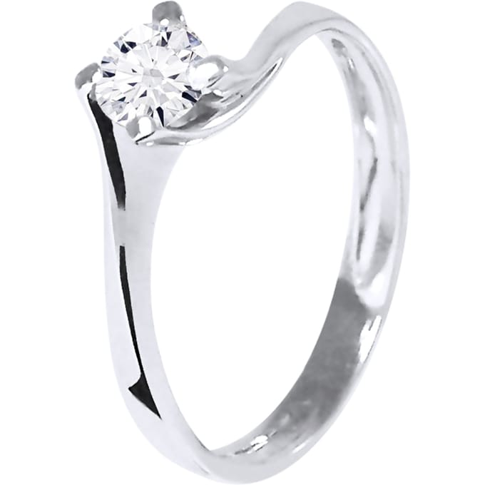 Solitaire Diamond 0,40 Cts 4 Claws White Gold 18 Karaat