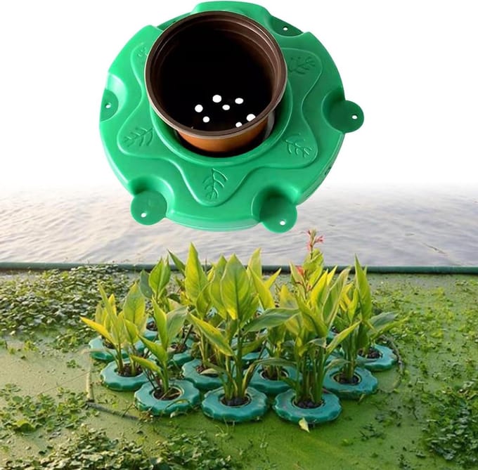 Drijvende plantenmand - Vijver eiland - Waterplanten kweken - Groot drijvend eiland - 33 cm diameter - Groen