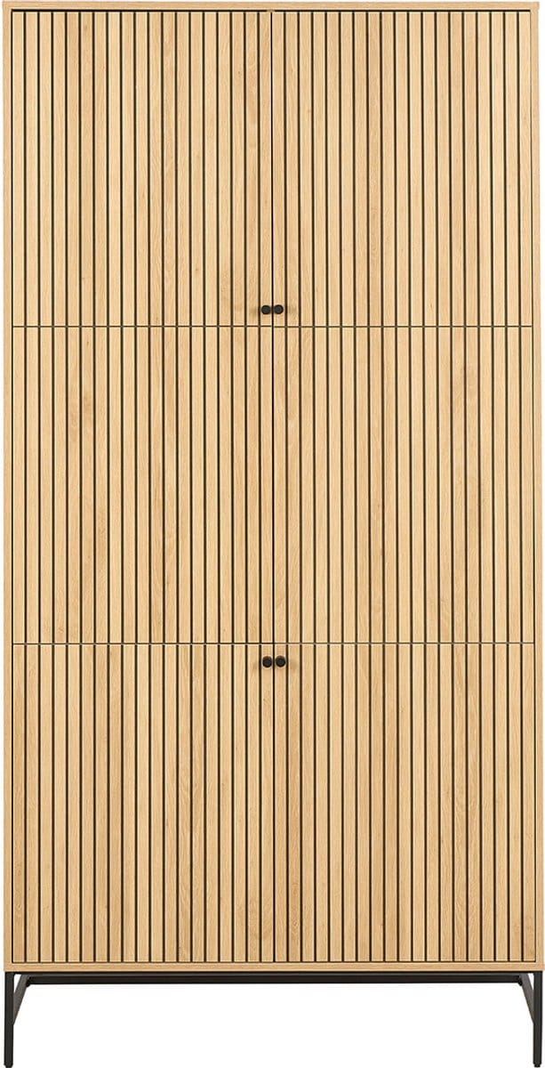 Garderobekast eiken kleur met lamellen fronten 99x200 cm