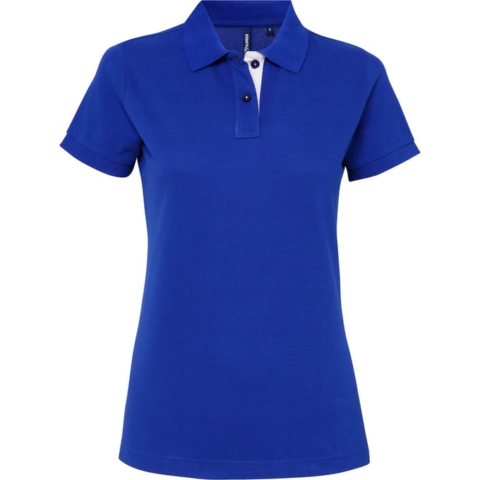 Asquith & Fox Dames/Dames Korte Mouwen Contrast Poloshirt (Koninklijk / Wit)