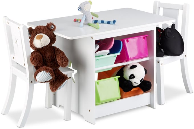 kindertafel en 2 stoelen - met opbergruimte - peuters - speeltafel