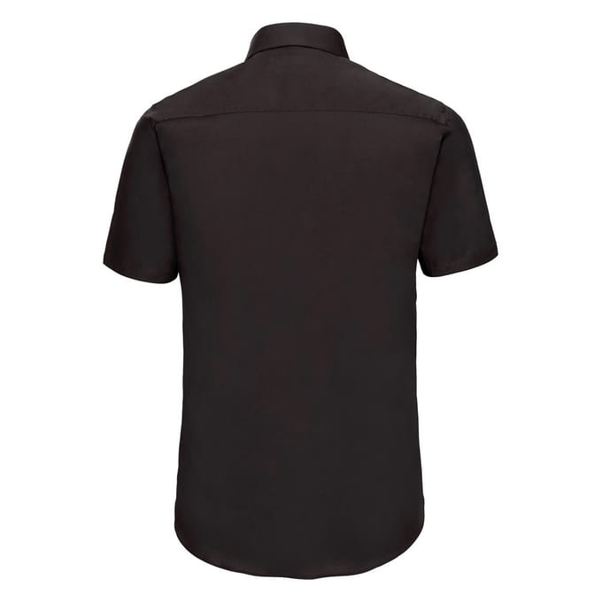 Russell Collection Heren Easy-Care Fitted Overhemd met korte mouwen (Zwart)
