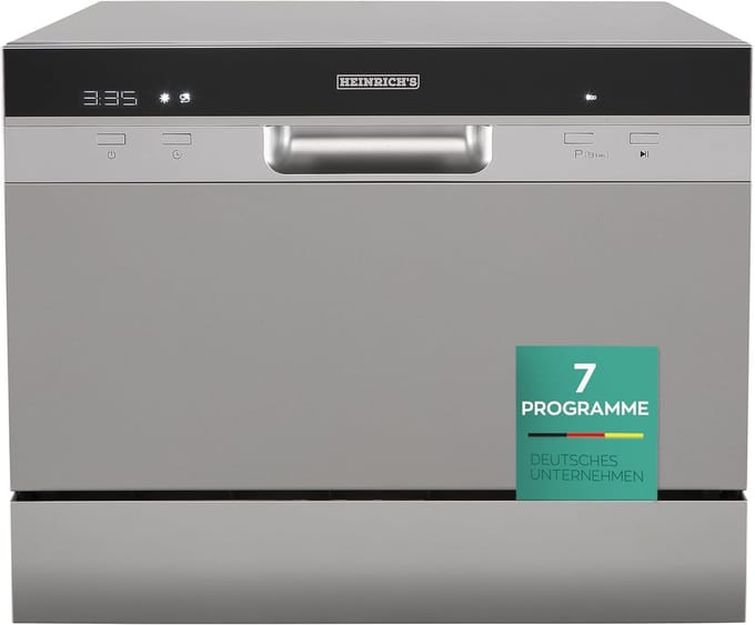 Heinrich's HTG 8840 mini vaatwasser - 7 programma's - gebruik slechts 6,5 liter per cyclus - zilver