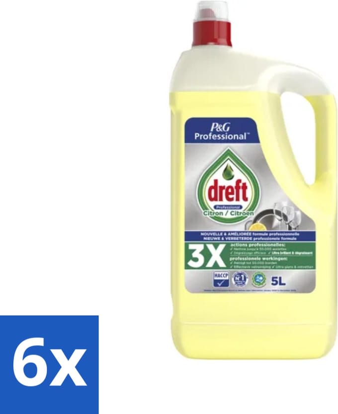 Dreft Professional - Vloeibaar Afwasmiddel - Citroen - 5 L - Voordeelverpakking - 6 stuks