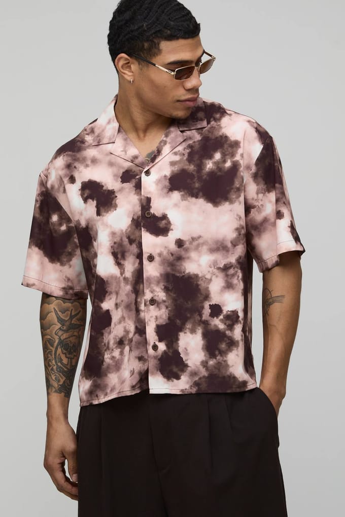 Oversized Boxy Shirt Met Vervormd Print | Black | Size 4XL