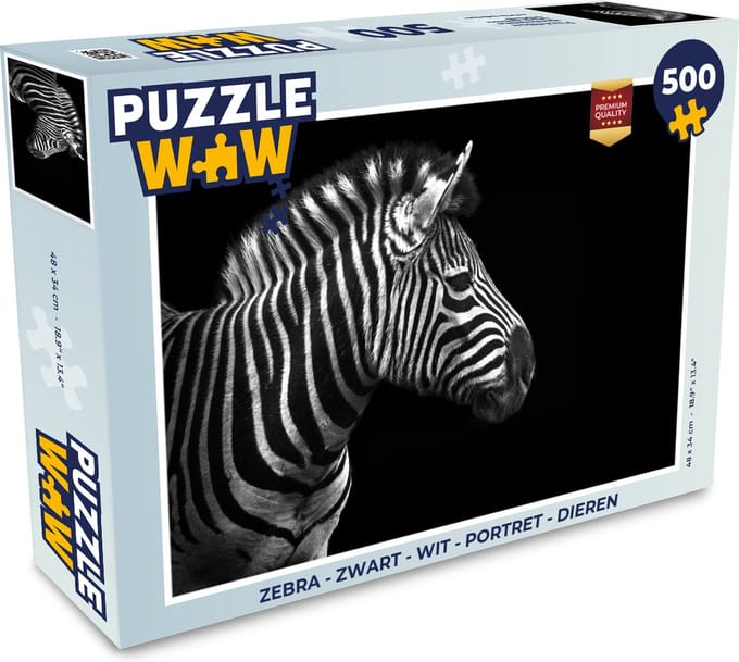 Puzzel Zebra - Zwart - Wit - Portret - Dieren - Legpuzzel - Puzzel 500 stukjes