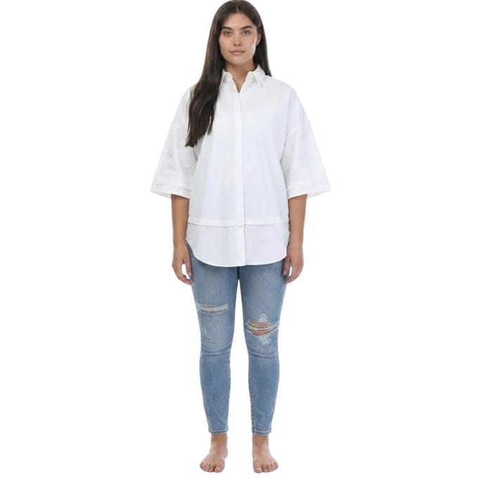 Ted Baker Dames-shirt Orlanda met oversized 3/4-mouwen (Wit)