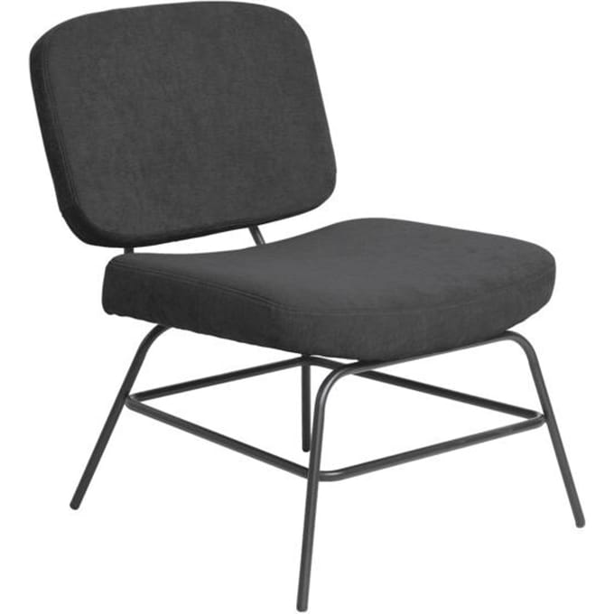 meet by Paperflow Curve fauteuil, industrieel ontwerp, polyester bekleding, frame van staal & multiplex, B 570 x D 710 x H 755 mm, antraciet