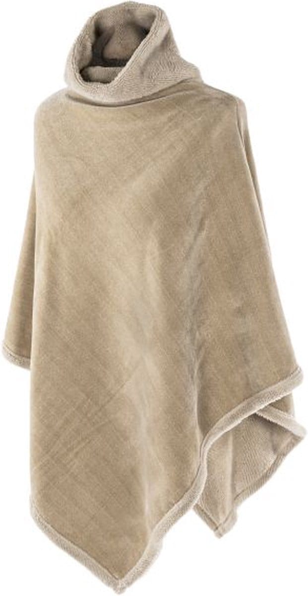 TISECO HOME STUDIO - Poncho met kraag - CHENILLE - Unisex - 100% polyester - Zand