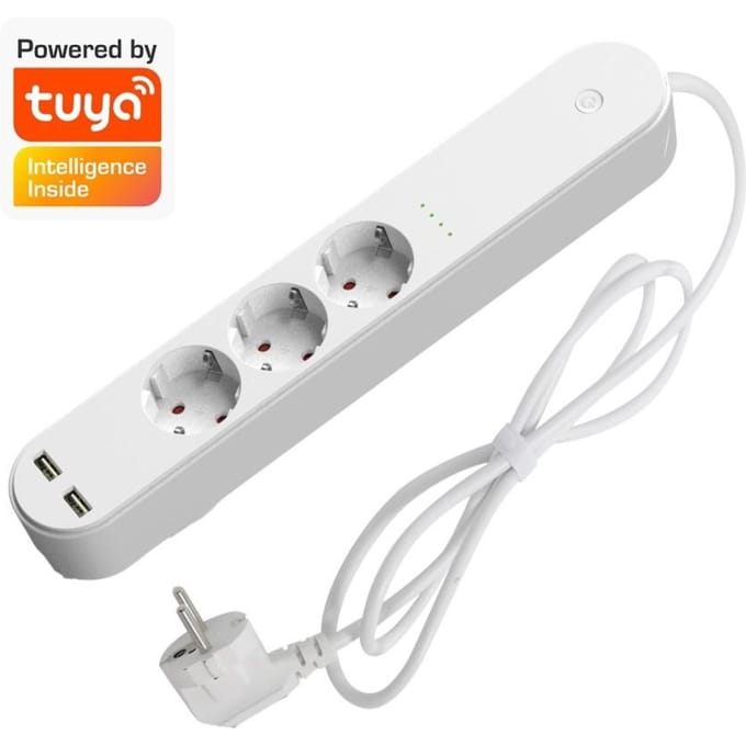 Denver Slimme Stekker met Energiemeter - Randaarde - Tijdschakelaar - Smart plug - TUYA - Werkt met Amazon Alexa en Google Home - WiFi - Voor iOS en Android - SHP310U