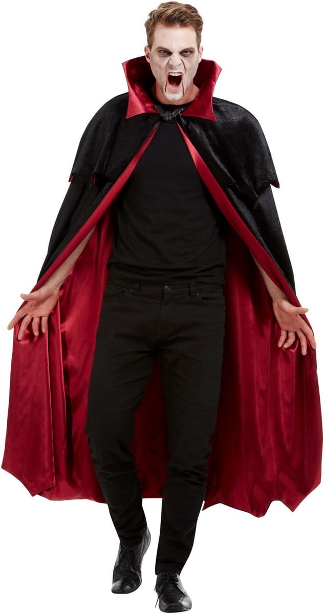 Smiffys - Deluxe Vampire Cape - Zwart/Rood