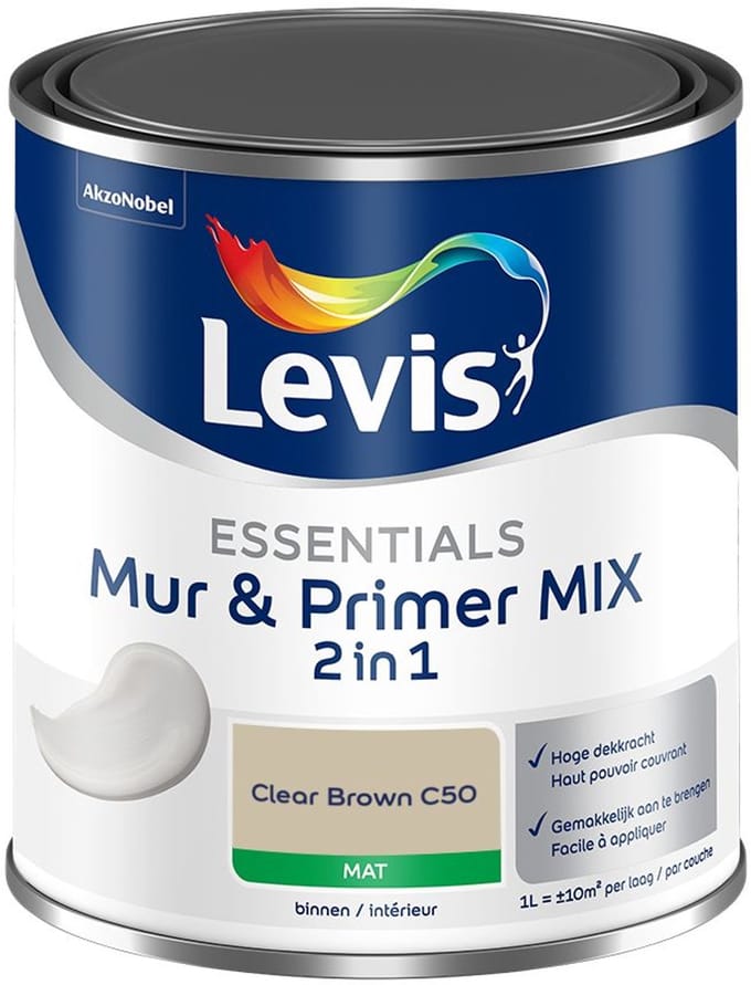 Levis - Essentials Mur & Primer Mix - Clear Brown C50 - Mengverf - 1 L