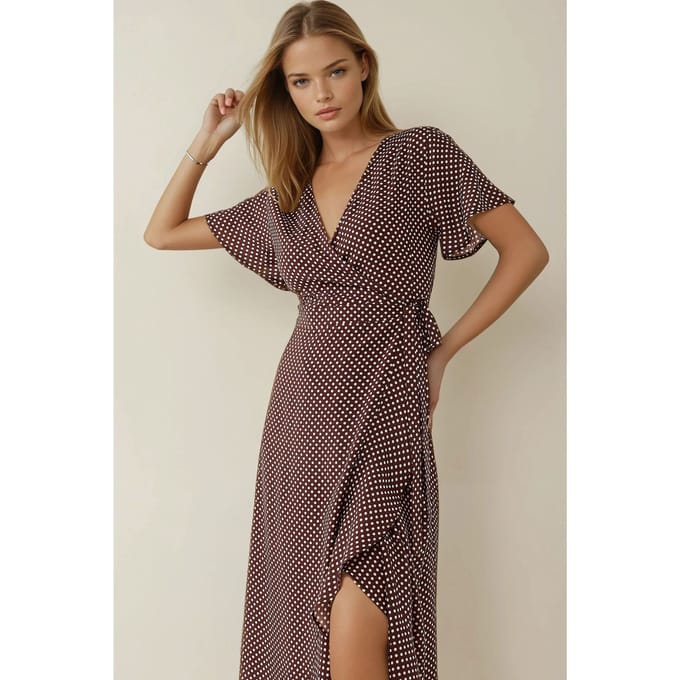 V-hals Gedrukt Viscose Maxi Jurk