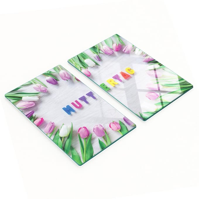 Geharde multifunctionele decoratieve glazen borden voor Moederdag 2x30x52 cm