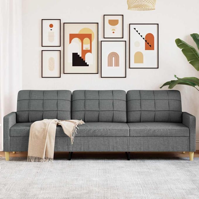 vidaXL - Driezitsbank - 210 - cm - stof - donkergrijs
