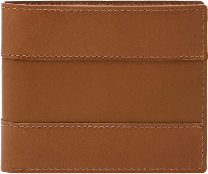 FOSSIL Leren Kaarthoes Everett Bifold Card Case Saddle Lichtbruin
