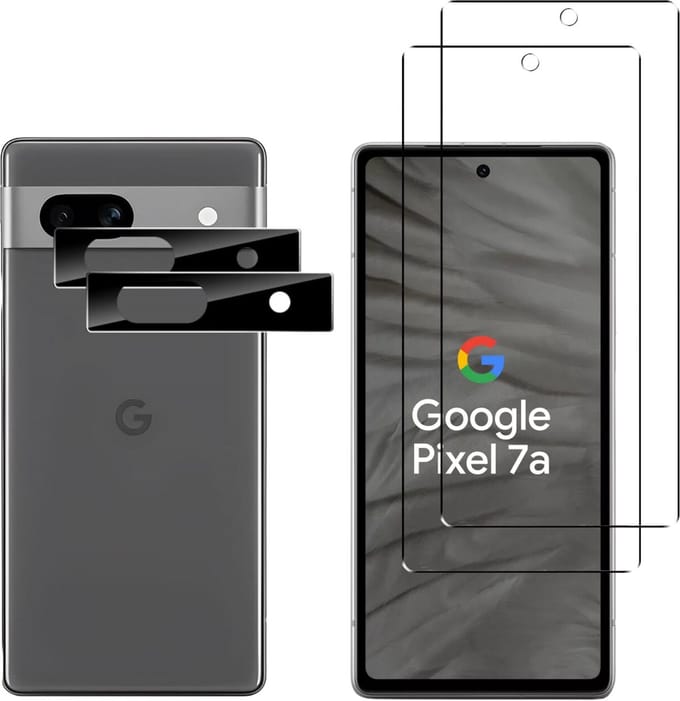Screenprotector geschikt voor Google Pixel 7A - 2 stuks Beschermglas van glas Transparante glazen schermbeschermfolie + 2 stuks Camera Protector